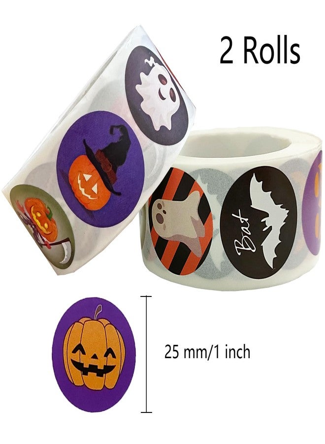 Ccswybf 1000 PCS Halloween Stickers, Round Halloween Stickers for Kids Self Adhesive Sticker Roll Labels with Pumpkin, Bat, and Spider, Kid's Stickers Decals for Halloween Praty Decorations - Image 2